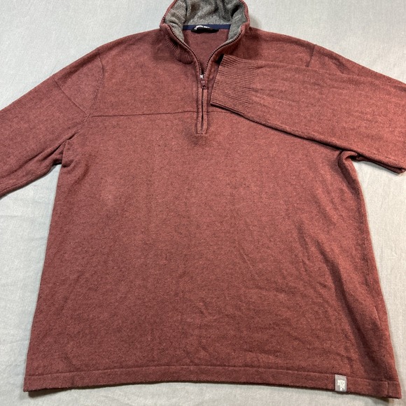 The North Face Jacket Mens Small Burgundy 1/2 Zip Fleece Pullover Sweater Logo - Picture 2 of 9